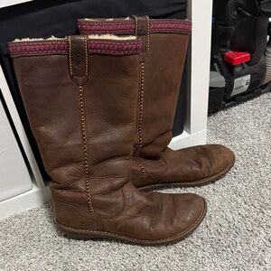 UGG Chocolate Brown Tall Boots with Red Trim